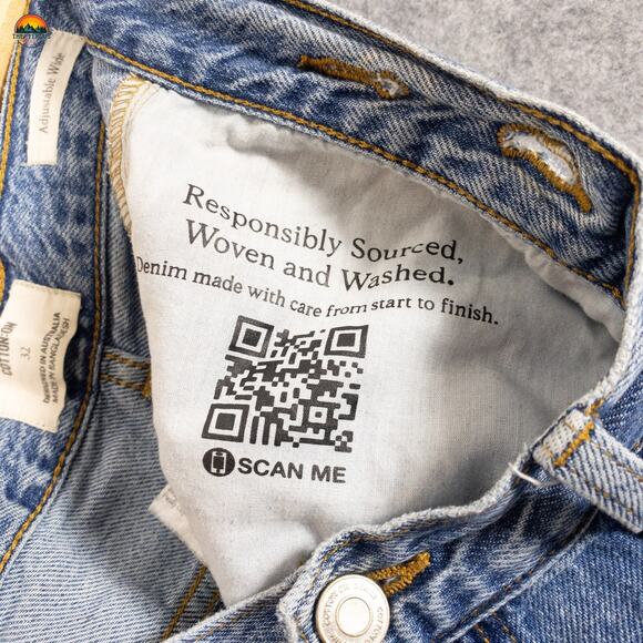 Cotton-On Wide Leg Jeans Blue Denim Adjustable Medium Wash Preppy Women's Sz 32 - Picture 10 of 12